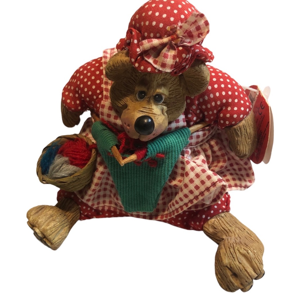 Vintage Russ Christmas Country Folks Knittens Bear 5" Plush New Original Tag